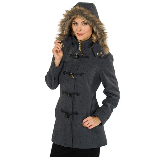 Alpine Swiss Duffy Womens Wool Blend Toggle Coat Removable Faux